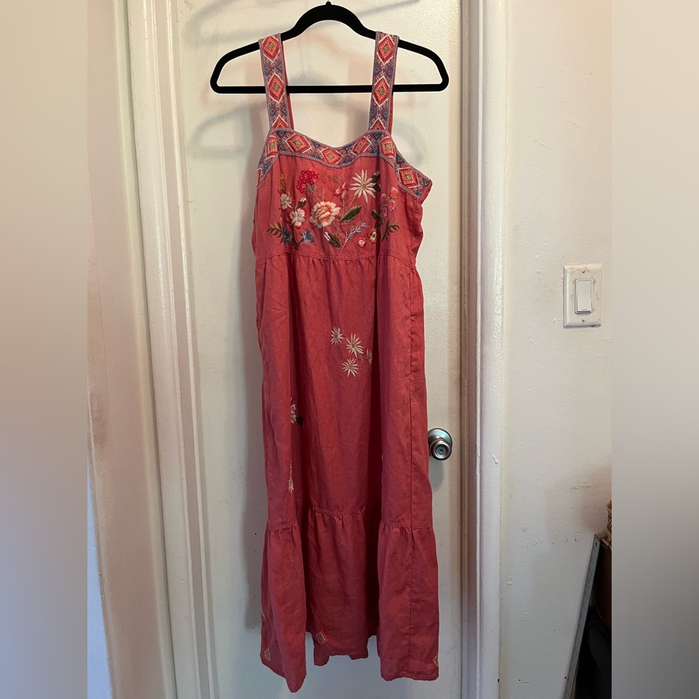 Johnny Was Embroidered Summer Midi Dress
